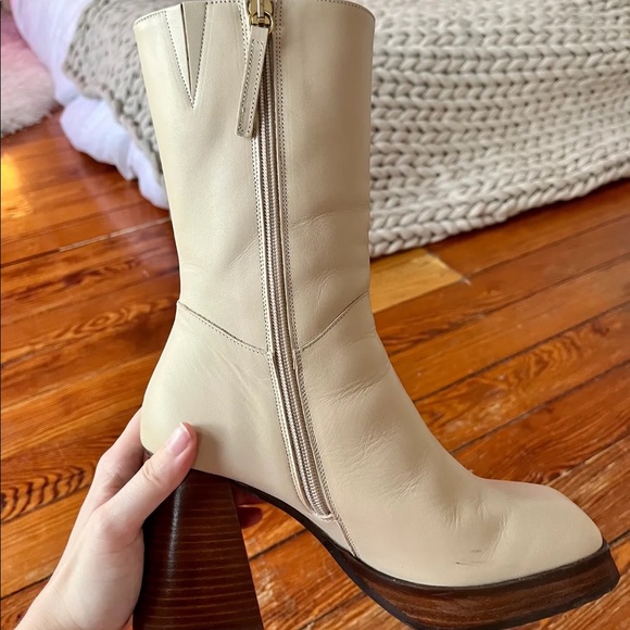 FENERS Le Retro Cream Leather Boots 37 - Picture 3 of 6